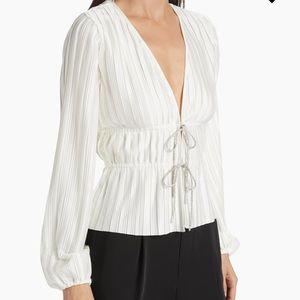 Wayf Payton Tie-Front Blouse. White Size Small. NWT